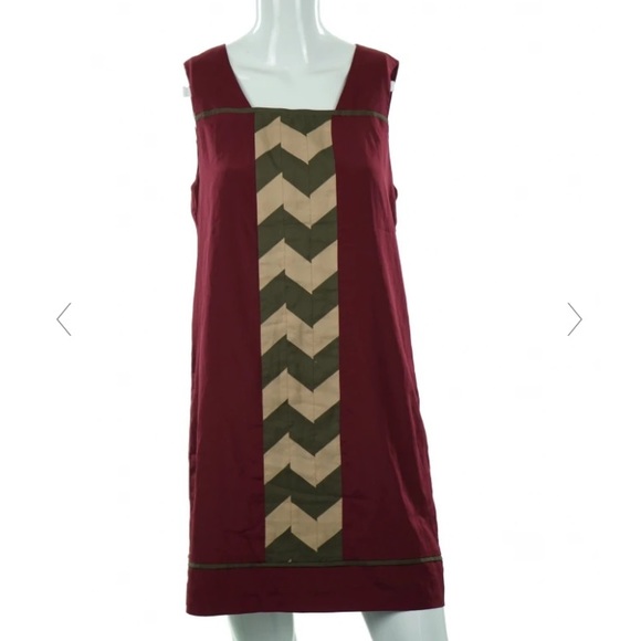 Jessica Simpson Red And Beige Striped Shift Dress